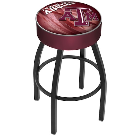 Holland Bar Stool Co 30" 4" Texas A&M Cushion Seat, Blk Wrinkle Base Swivel Bar Stool L8B130TexA-M-D2